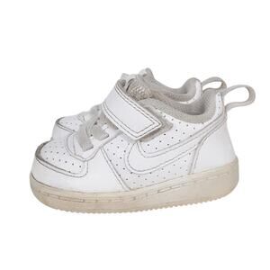 Nike Court Borough Low Top White Leather Sneaker Hook Loop Toddler 3 Basketball